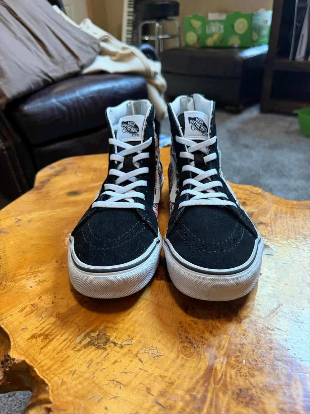 Vans Sk8-Hi Zip Leopard Floral Juniors 6 Women 7.5 Men 6 Black Pink Canvas Shoes